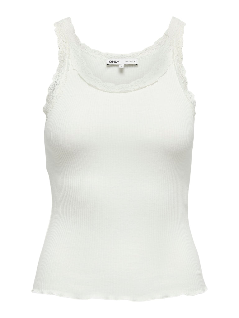 Ladies Sharai Lace Tank Top-Cloud Dancer-Ghost Front View
