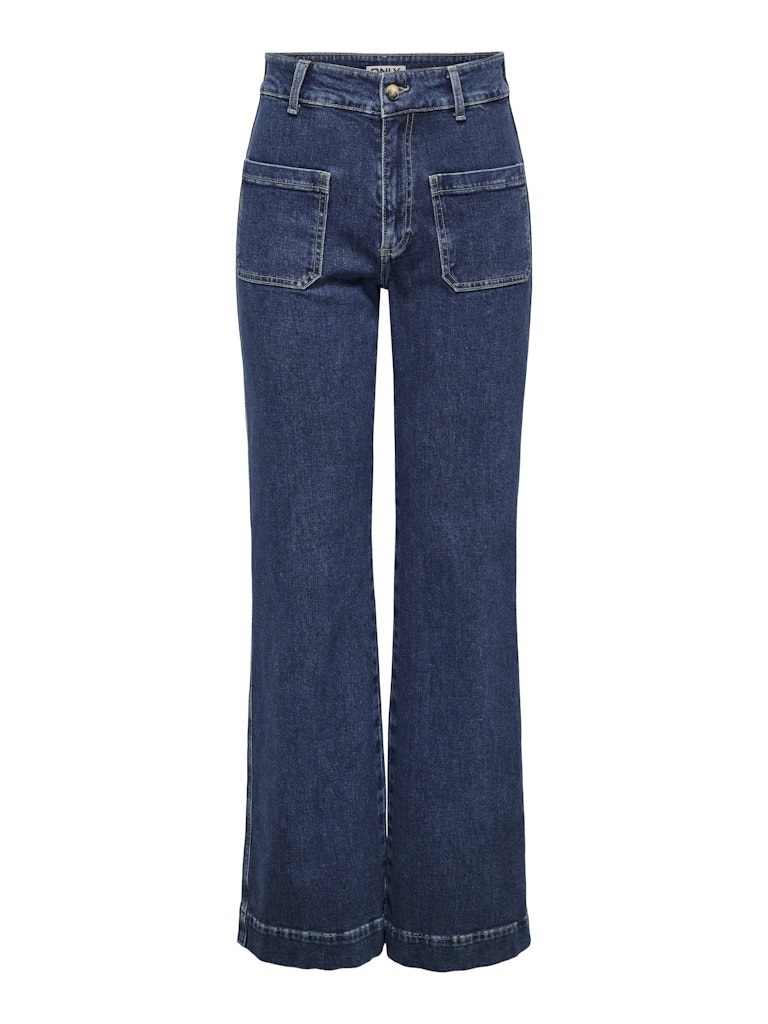 ONLY Juicy Wide Fit Pocket Blue Jeans Blue flat front view