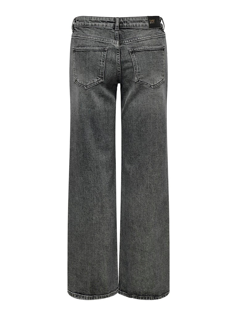 Pair of gray jeans on a white background