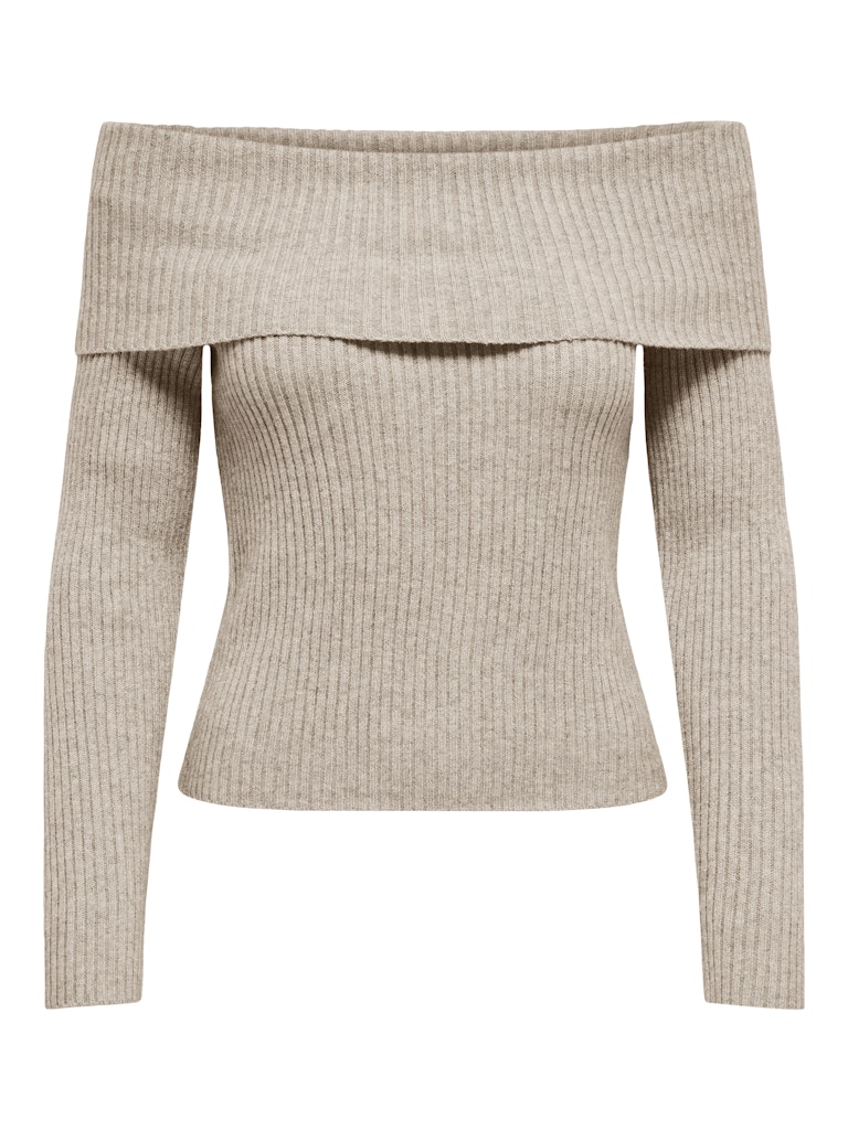 Ladies Katia Life Long Sleeve Off Shoulder Knit - Mocha Meringue Melange-Back View