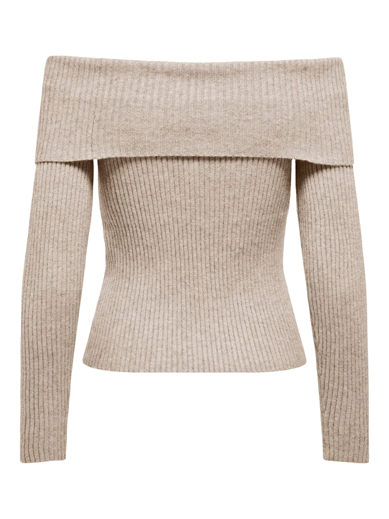 Ladies Katia Life Long Sleeve Off Shoulder Knit - Mocha Meringue Melange-Pattern View