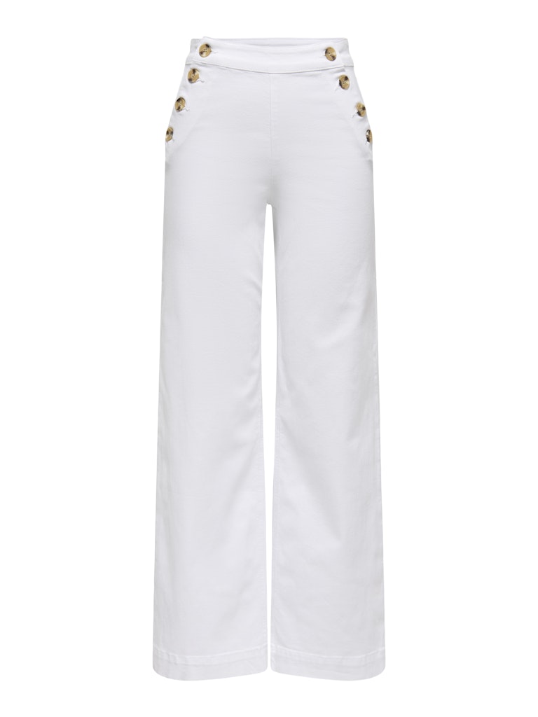 Ladies Madison High Waist Button Wide Denim 730-White Denim-Front View