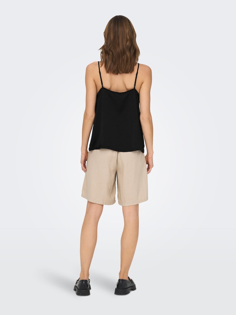 Ladies Debbie Singlet Woven-Black-Back View