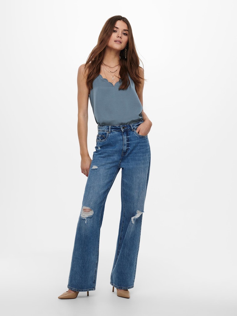 Ladies Debbie Singlet-Blue Mirage-Model Full Front View