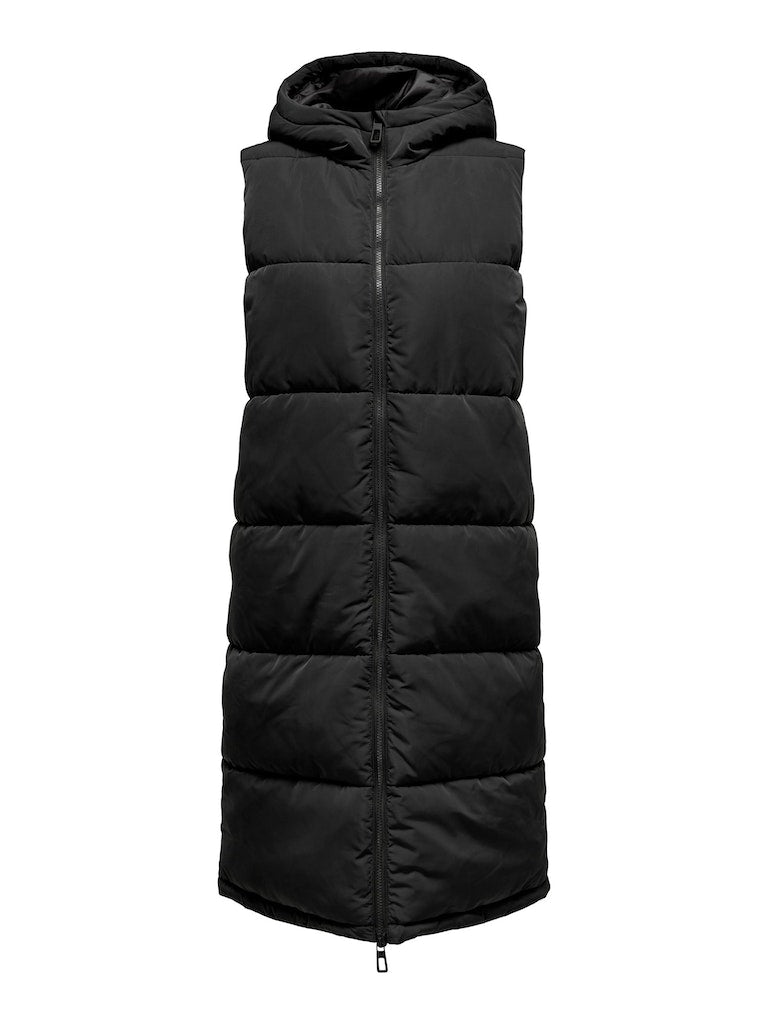 Ladies Alina Long Waistcoat-Black-Front View