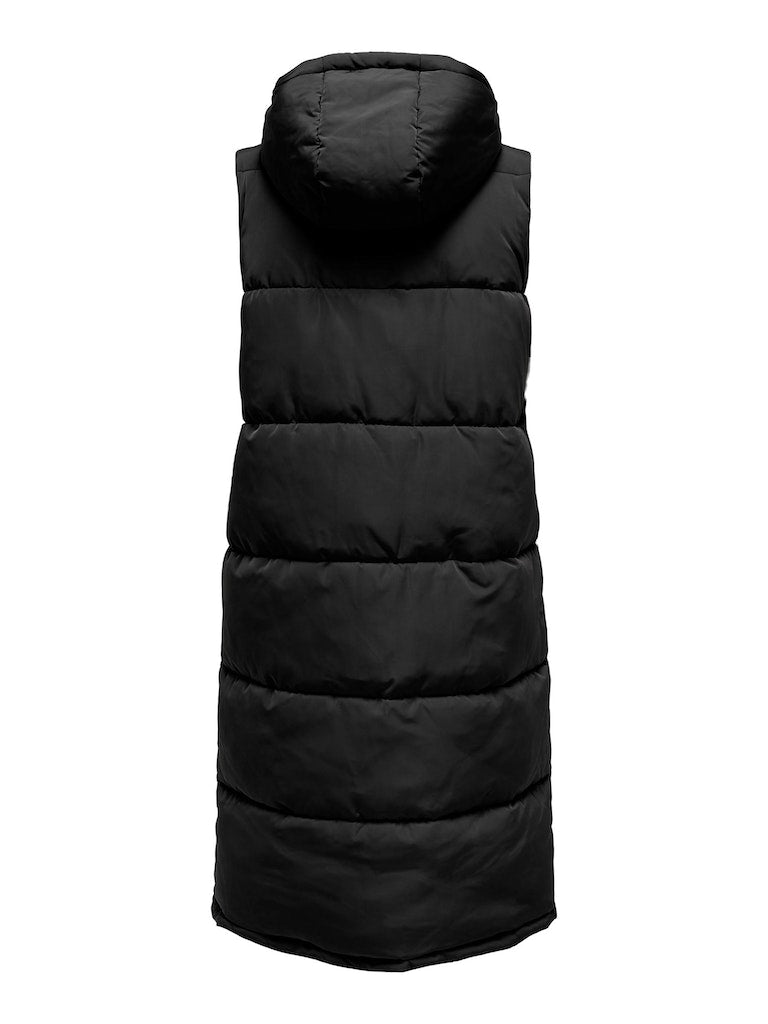 Ladies Alina Long Waistcoat-Black-Back View