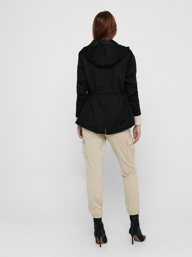 Ladies Lorca Canvas Parka-Black-Model Back View