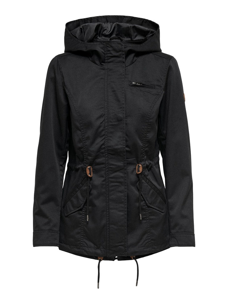 Ladies Lorca Canvas Parka-Black-Ghost Front View