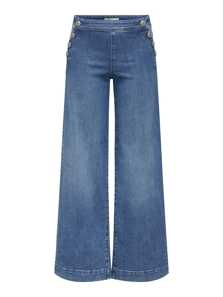 ONLY Madison High Waist Button Wide 769 Jeans Medium Blue Denim front view