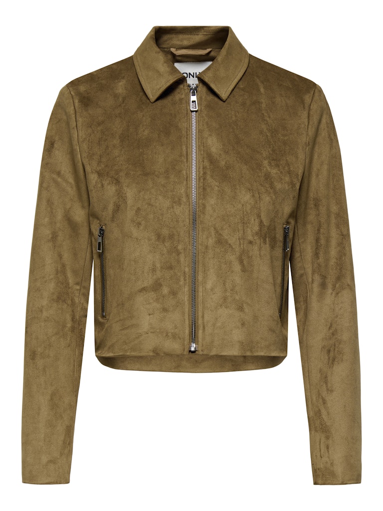 Ladies Tulip Faux Suede Zip Jacket-Ghost Front View