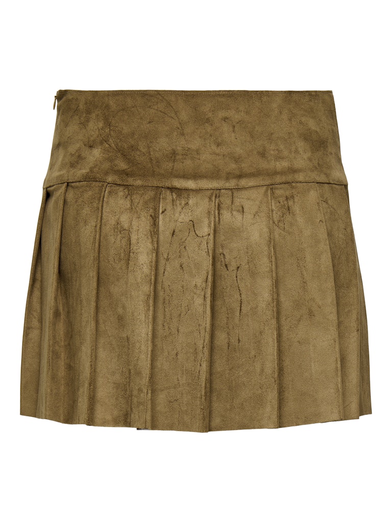 Ladies Tulip Faux Suede Pleat Skirt-Ghost Back View