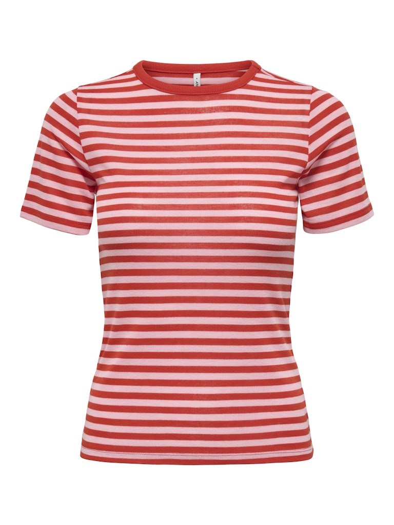 ONLY Onlelli Short Sleeve Rib Top-Spicy Orange Spicy Orange front view