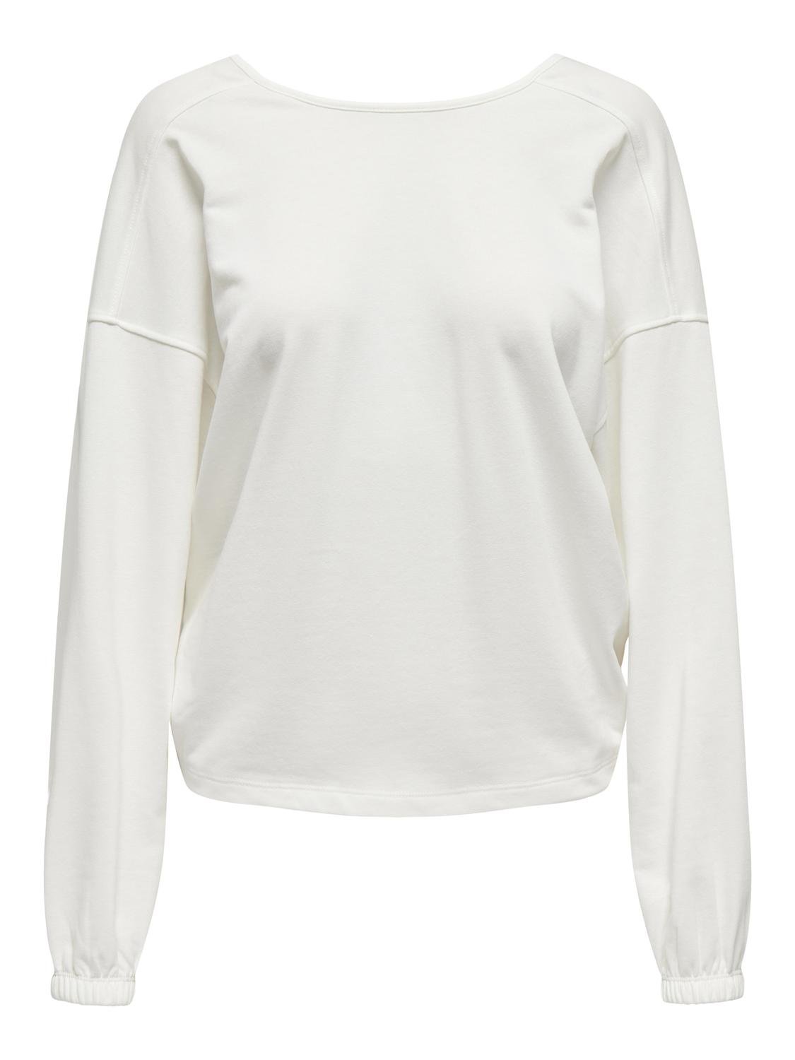 Ladies Sitta Long Sleeve 2-Way Twist O-Neck Sweatshirt-Cloud Dancer-Ghost Front View