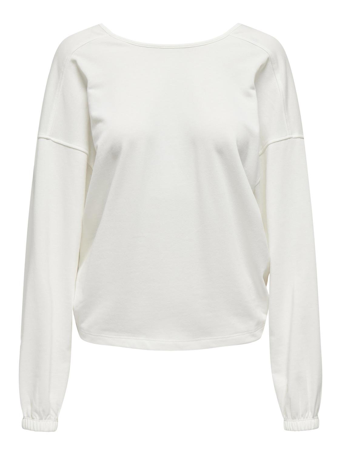 Ladies Sitta Long Sleeve 2-Way Twist O-Neck Sweatshirt-Cloud Dancer-Ghost Front View