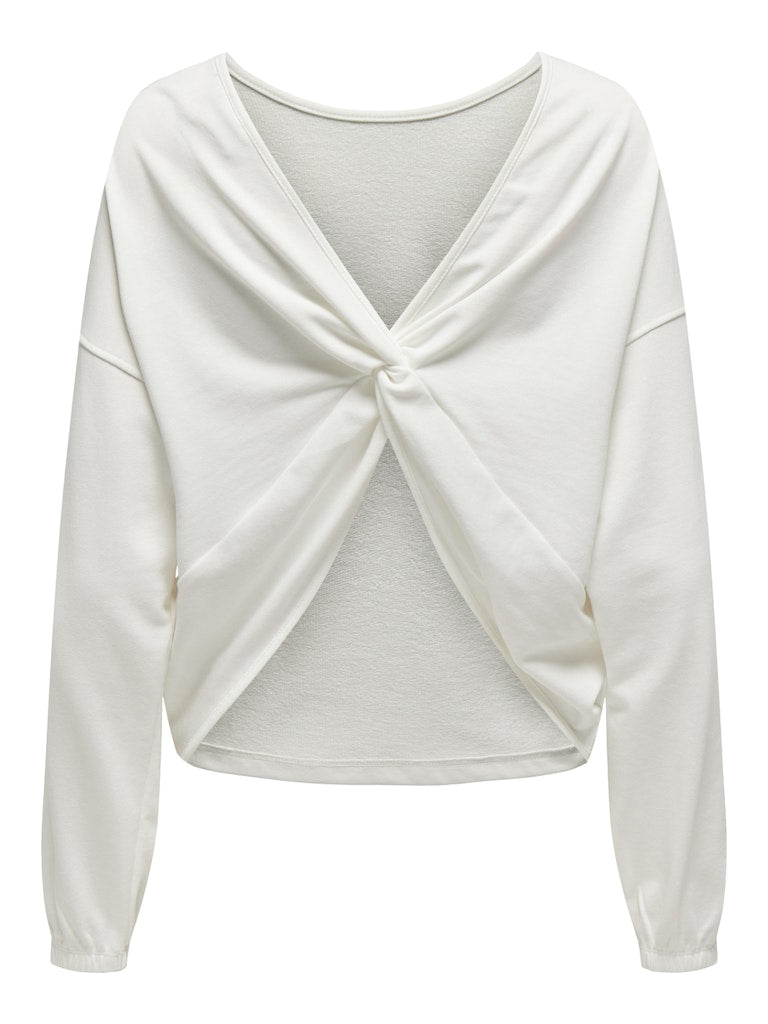 ONLY Sitta Long Sleeve 2-Way Twist O-Neck Sweatshirt-Cloud Dancer Cloud Dancer flat front view