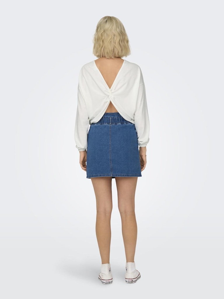 Ladies Sitta Long Sleeve 2-Way Twist O-Neck Sweatshirt-Cloud Dancer-Model Back View