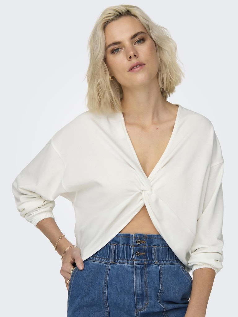 ONLY Sitta Long Sleeve 2-Way Twist O-Neck Sweatshirt-Cloud Dancer Cloud Dancer back view