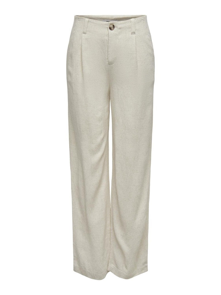 Ladies Agnes Linen Pants-Moonbeam-Ghost Front View