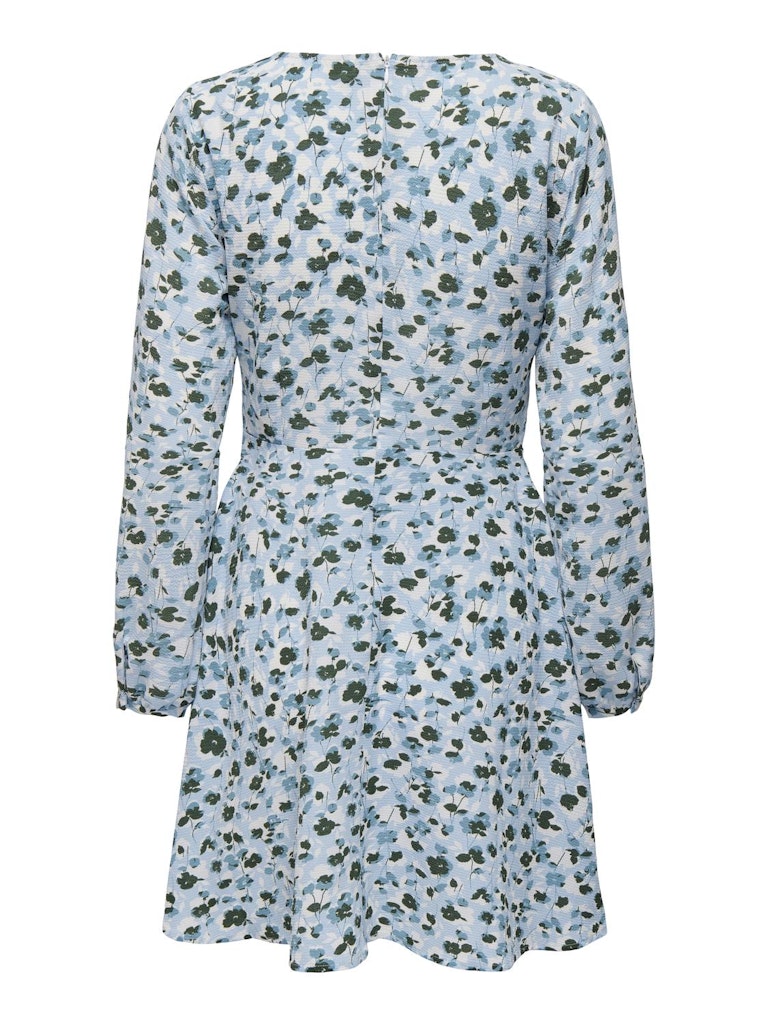 Ladies Nova Life V-Neck Long Sleeve Liva Mini Dress-Cashmere Blue-Back View