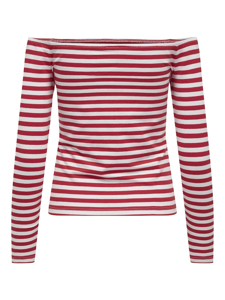 ONLY Heidi Long Sleeve Top-Flame Scarlet Flame Scarlet model front view