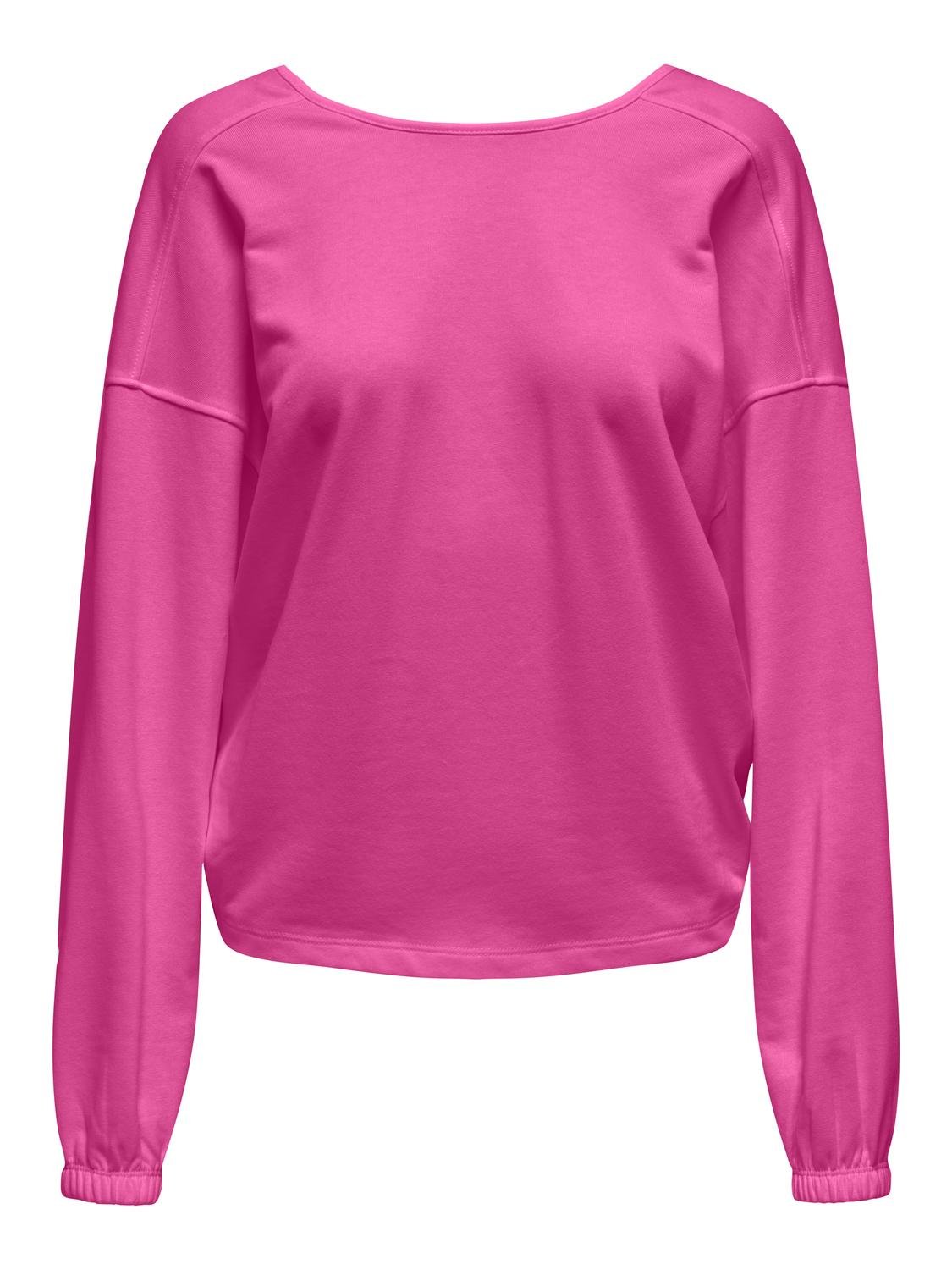 Ladies Sitta Long Sleeve 2-Way Twist O-Neck Sweatshirt-Raspberry Rose-Front View