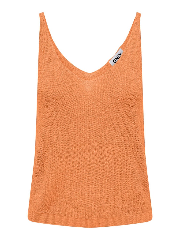Ladies Shina Sleeveless Glitter Top Knit-Tangerine-Front View