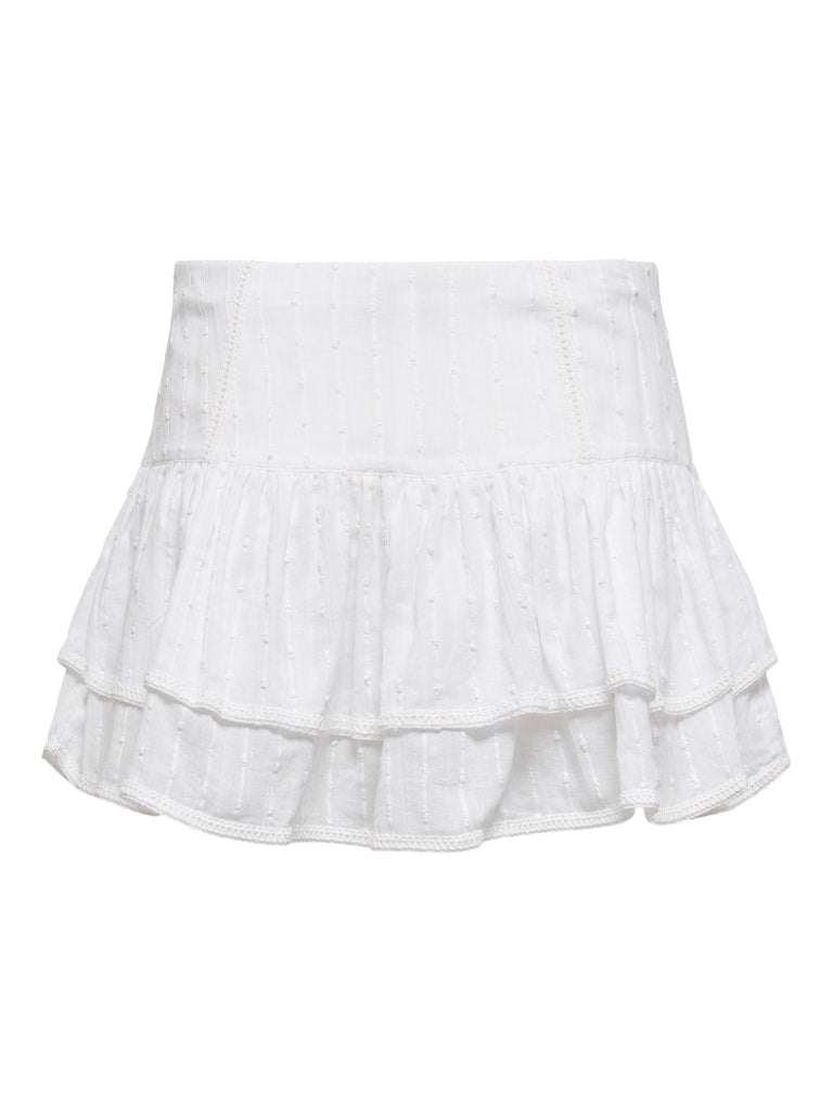 ONLY Nalla Life Mid Waist Skort-Bright White Bright White flat front view