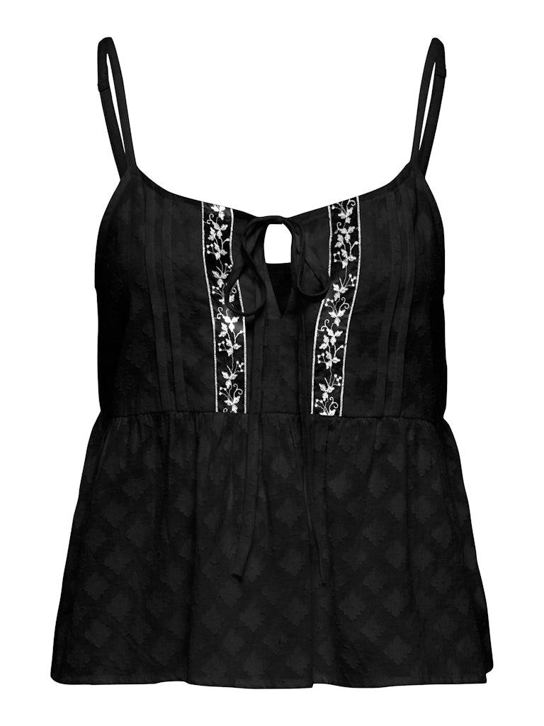 Ladies Arabella Tie Black Top-Front View