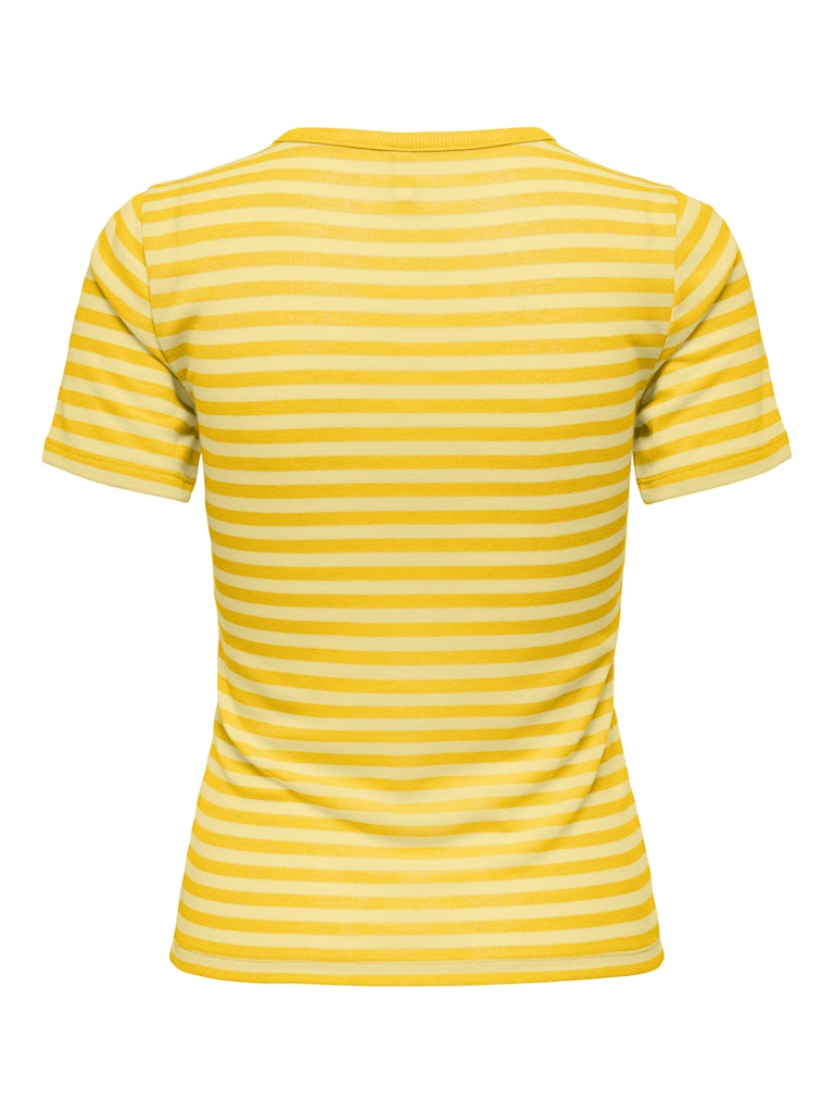 Ladies Onlelli Short Sleeve Rib Top-Lemon Meringue-Back View
