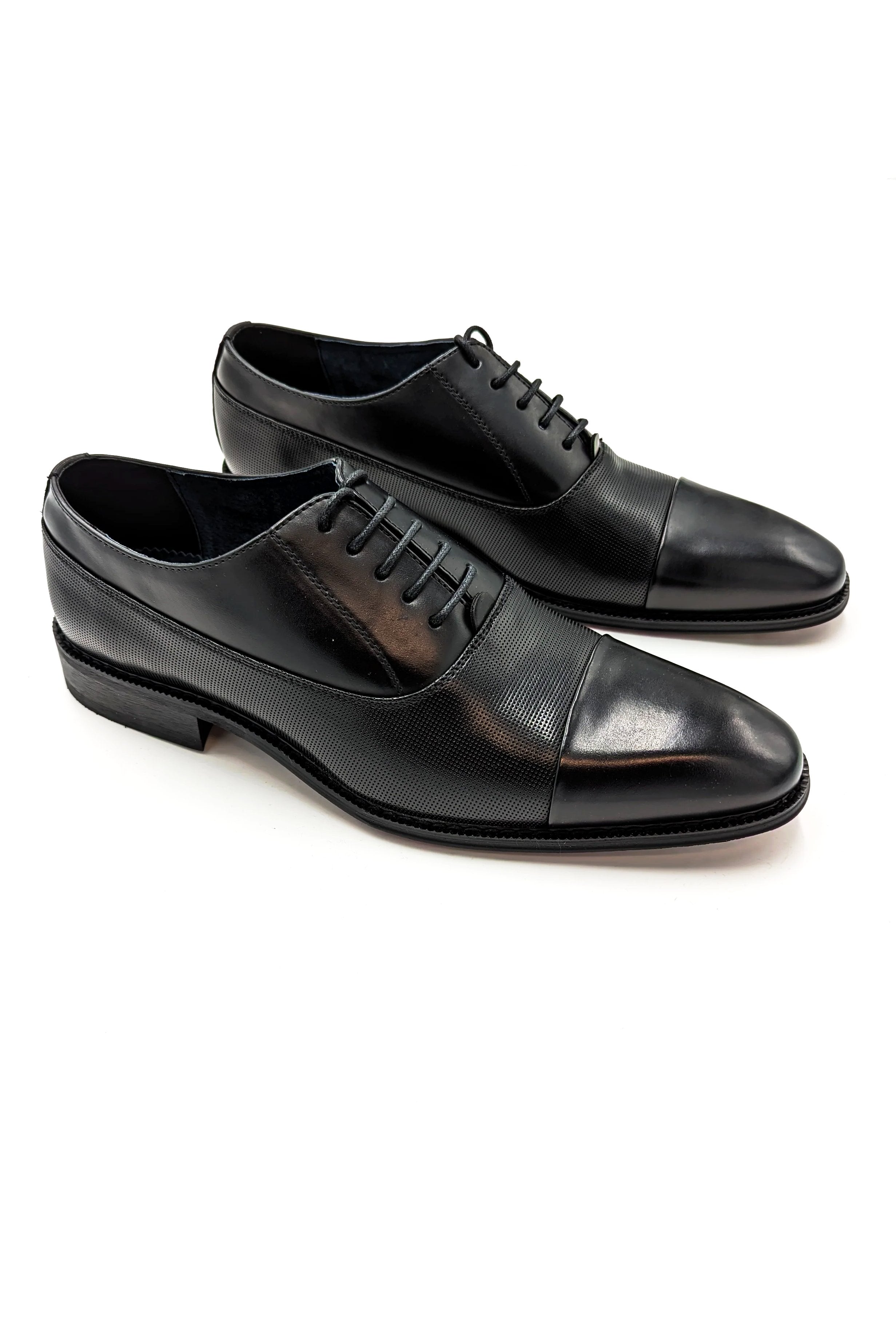 Oxford Toe Cap Black Tie Shoe-Goor-207
