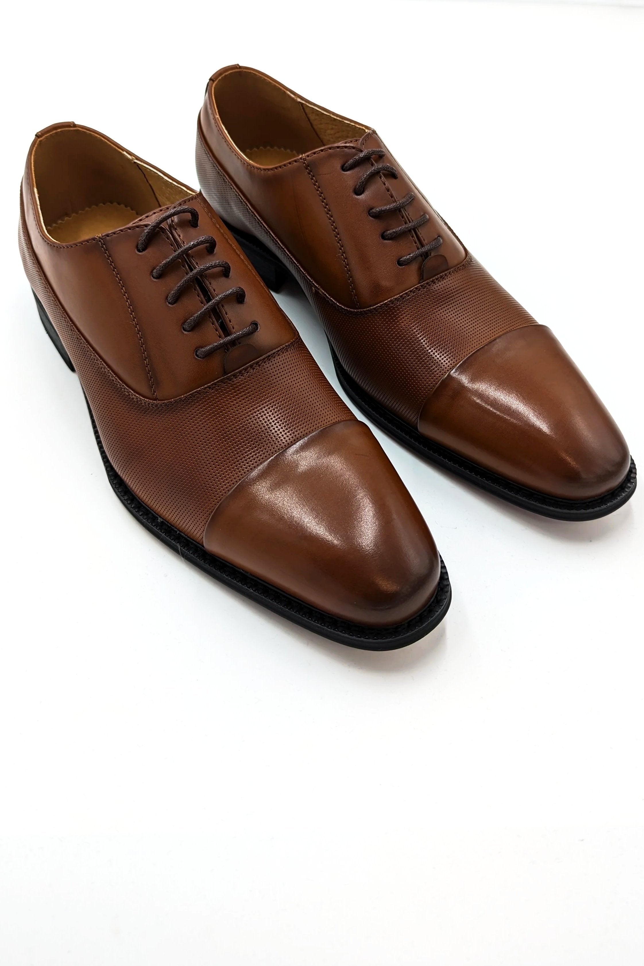 Oxford Toe Cap Tan Tie Shoe-Goor-207-Side view
