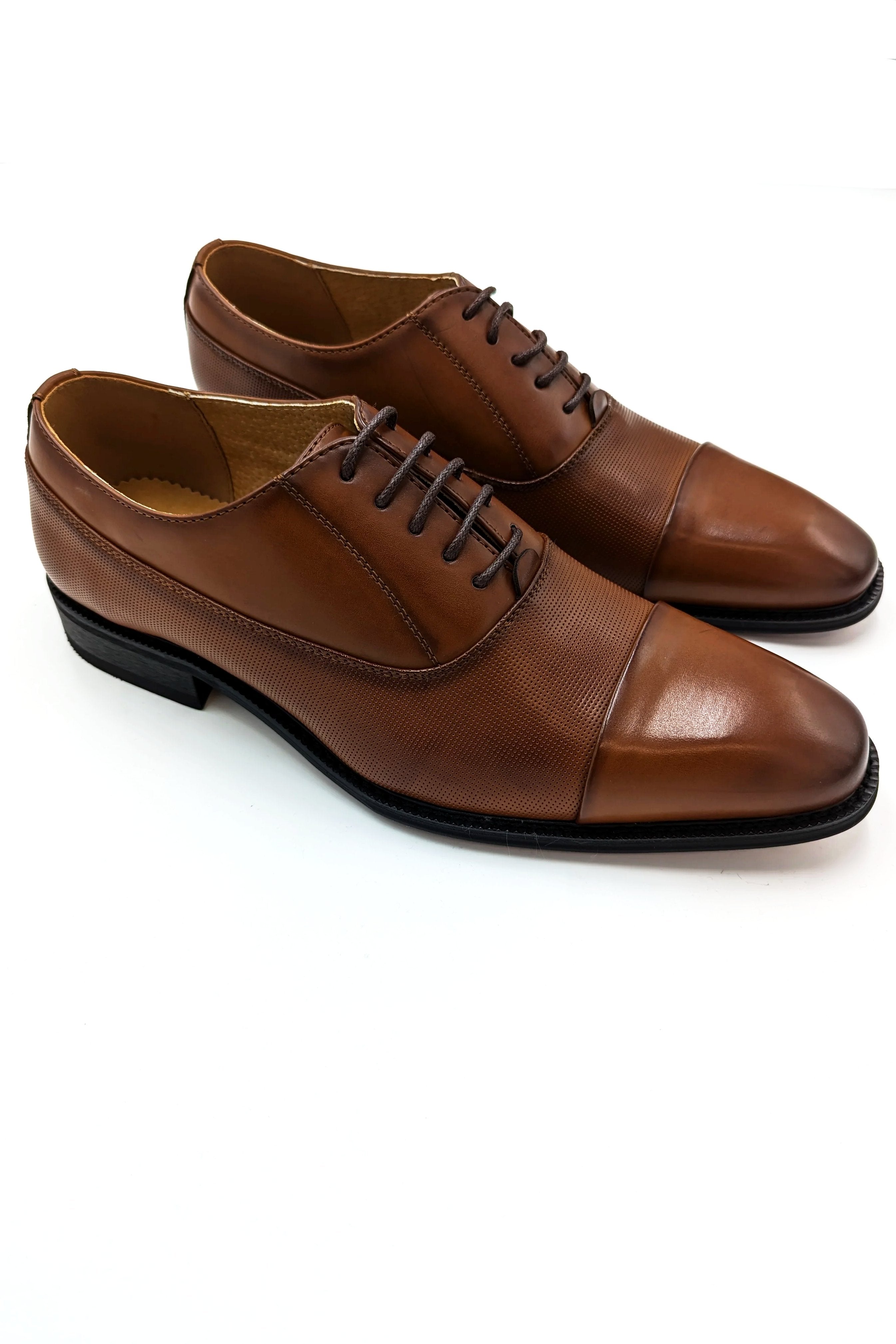 Oxford Toe Cap Tan Tie Shoe-Goor-207