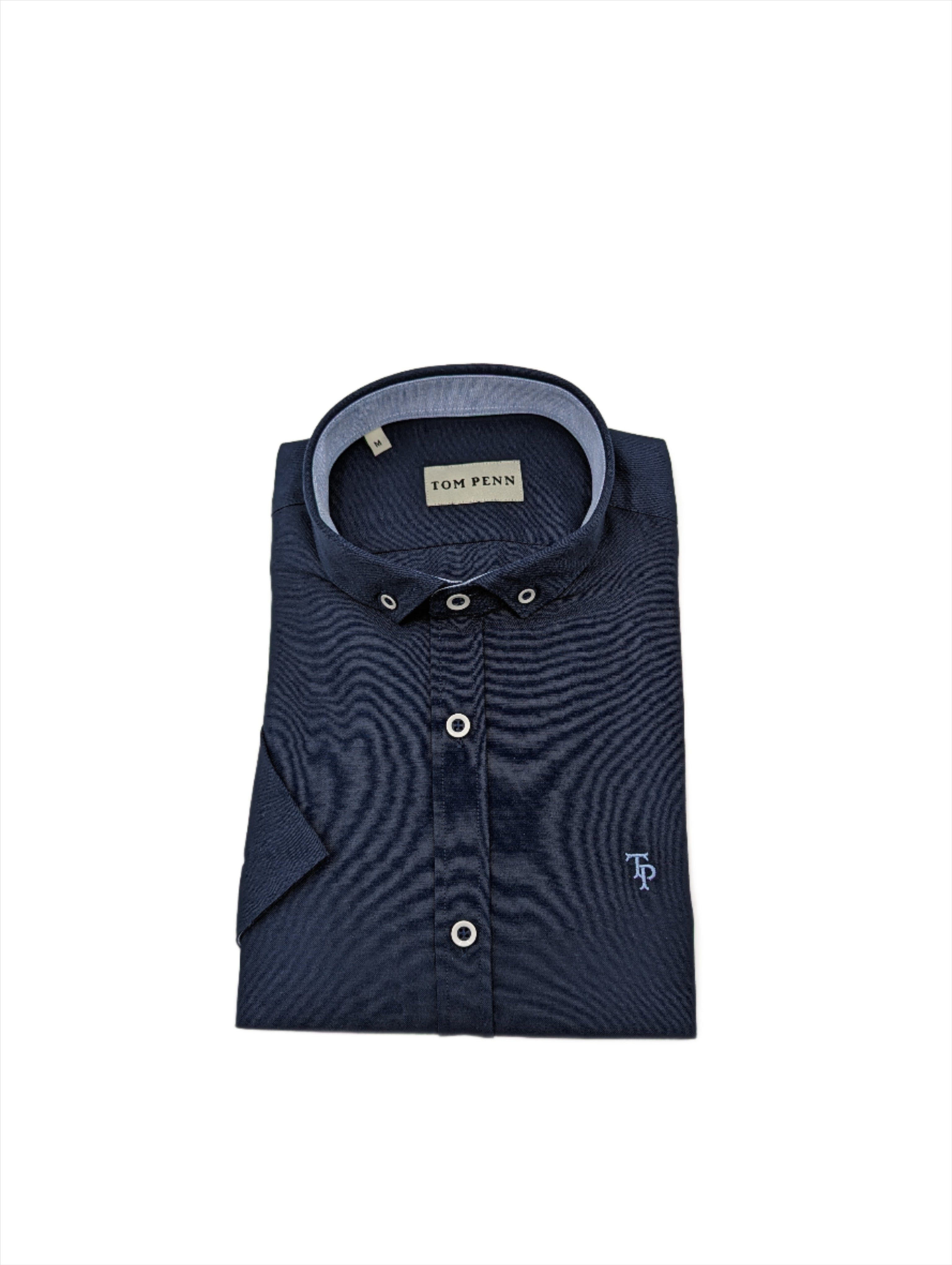 tom penn Short Sleeve Oxford Navy Shirt Navy front view