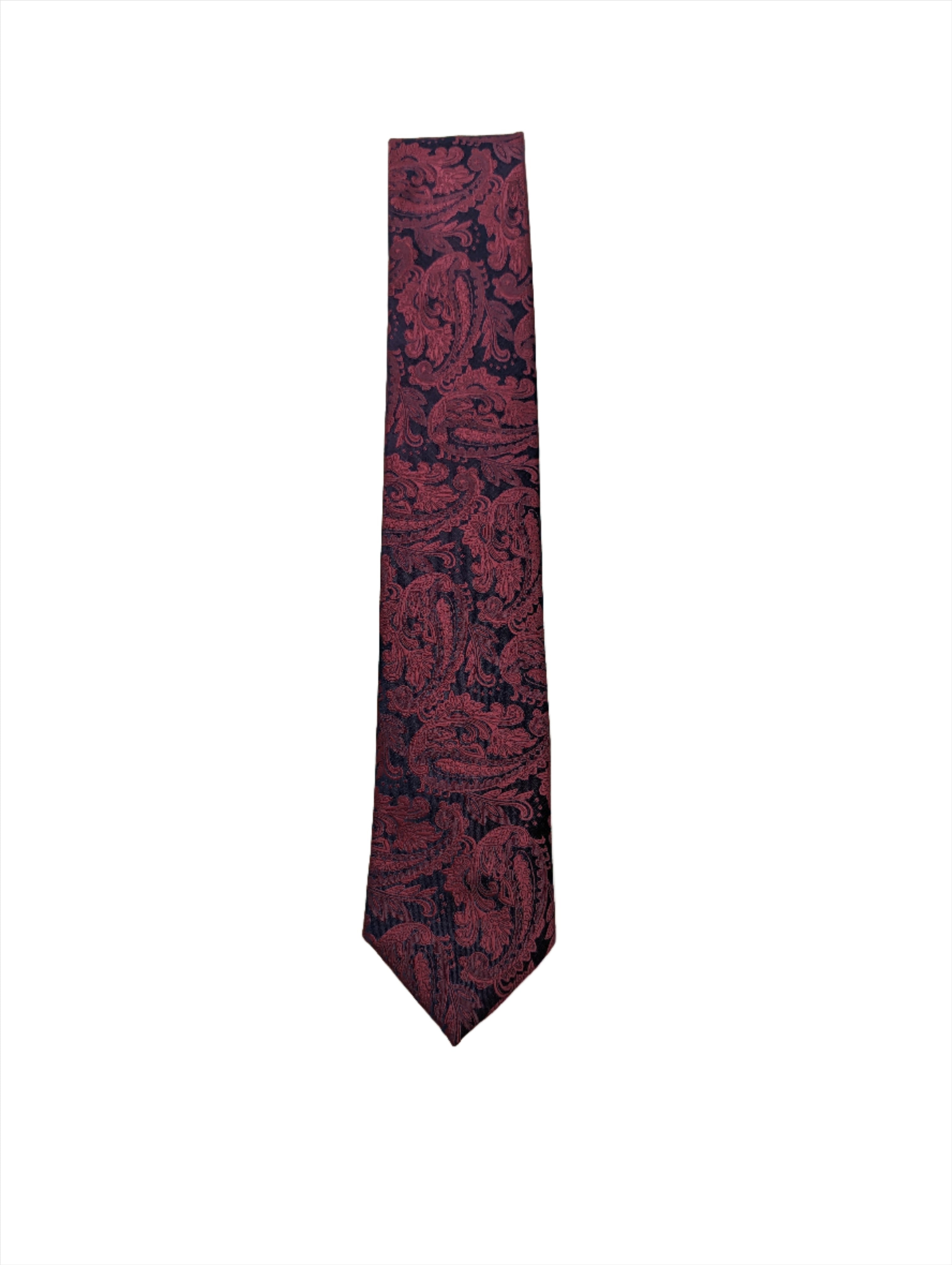 Zazzi Men's Paisley Tie - Burgundy Burgundy front view