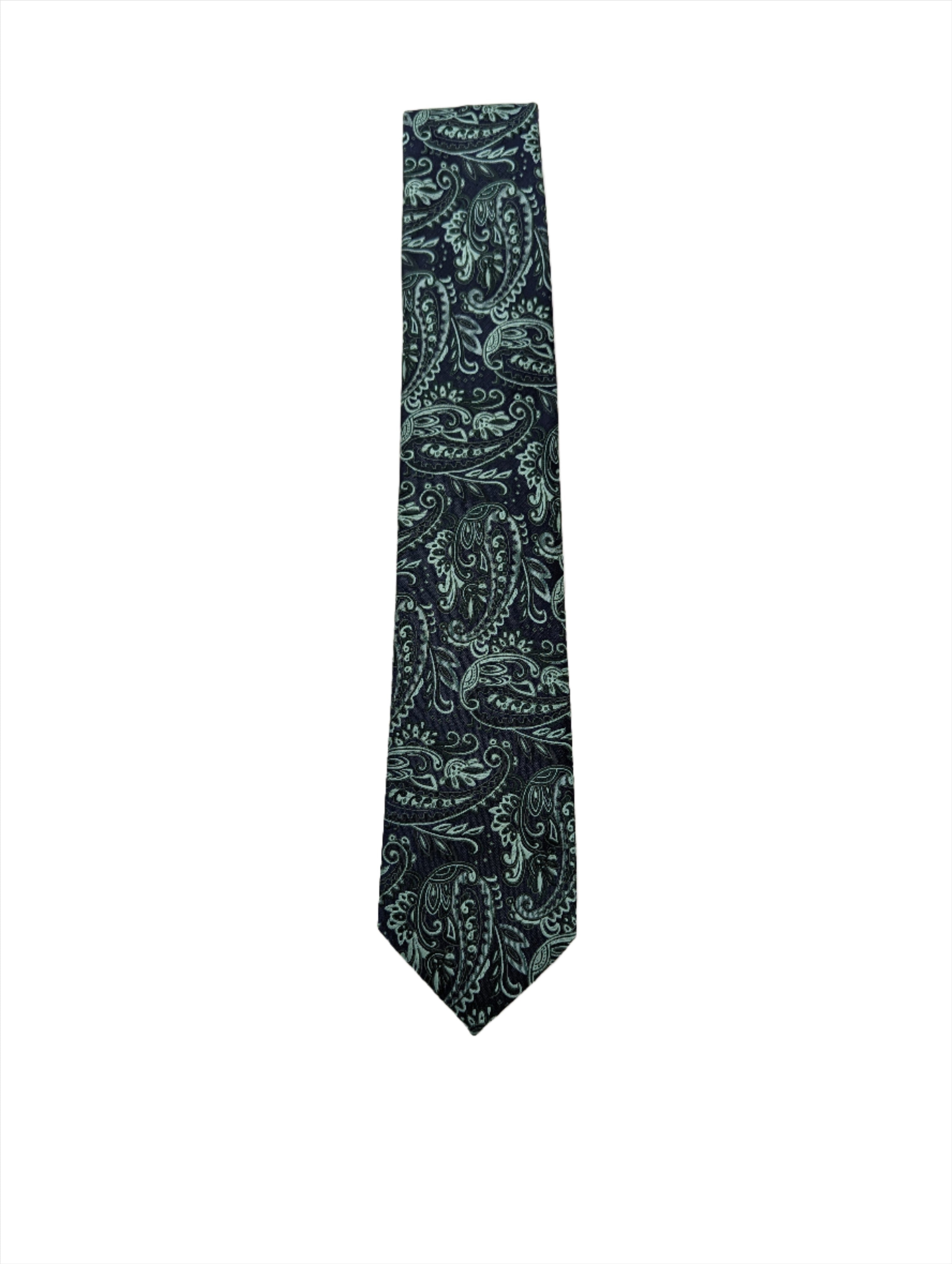 Zazzi Men's Paisley Tie - Sage Sage front view