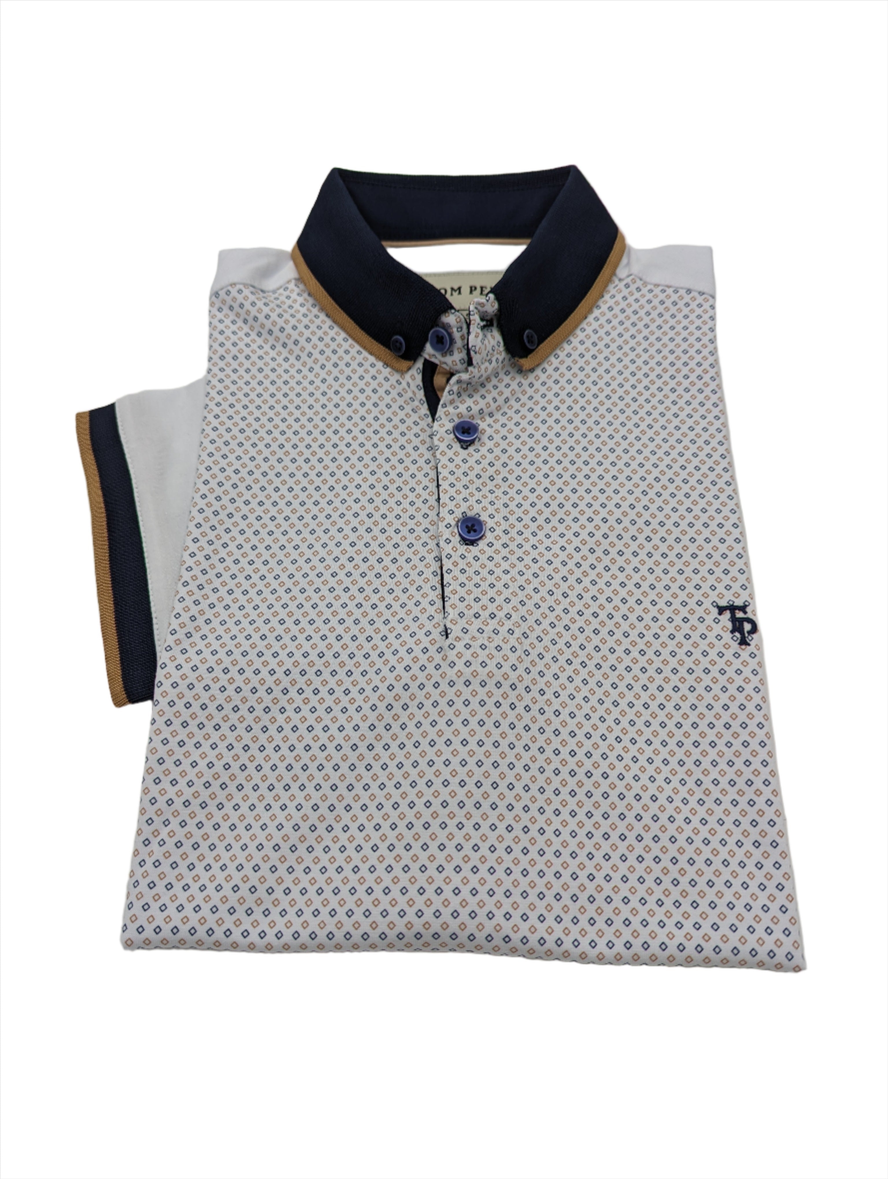 Tom Penn White Polo Shirt-Collar detail