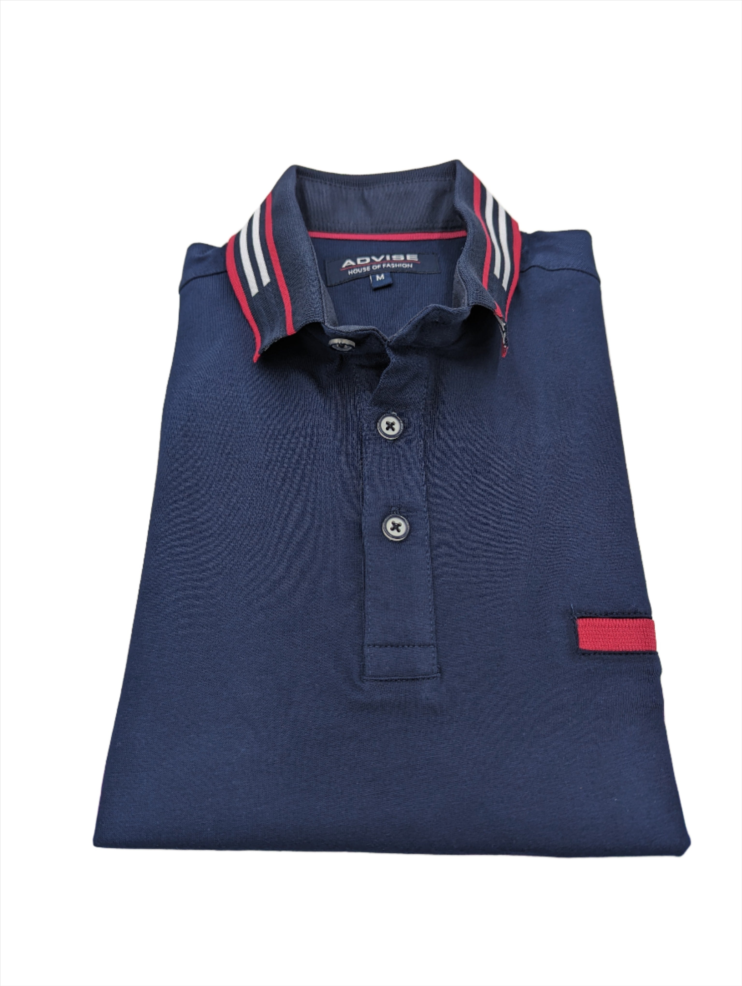 Advise  Navy Polo Shirt with red & white tipping 