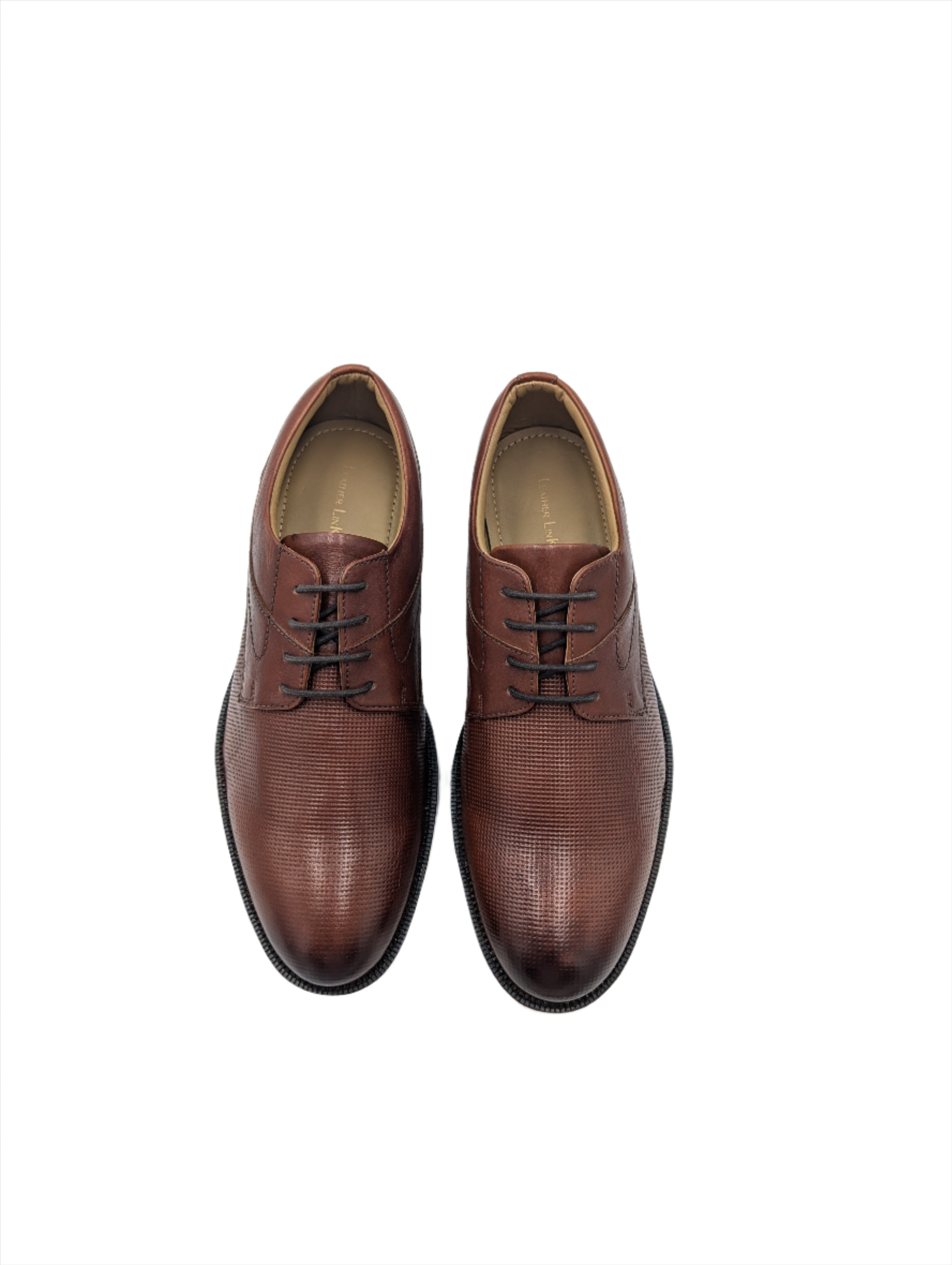 Leather Lace Shoe With White Gum Sole - Tan-Top down view