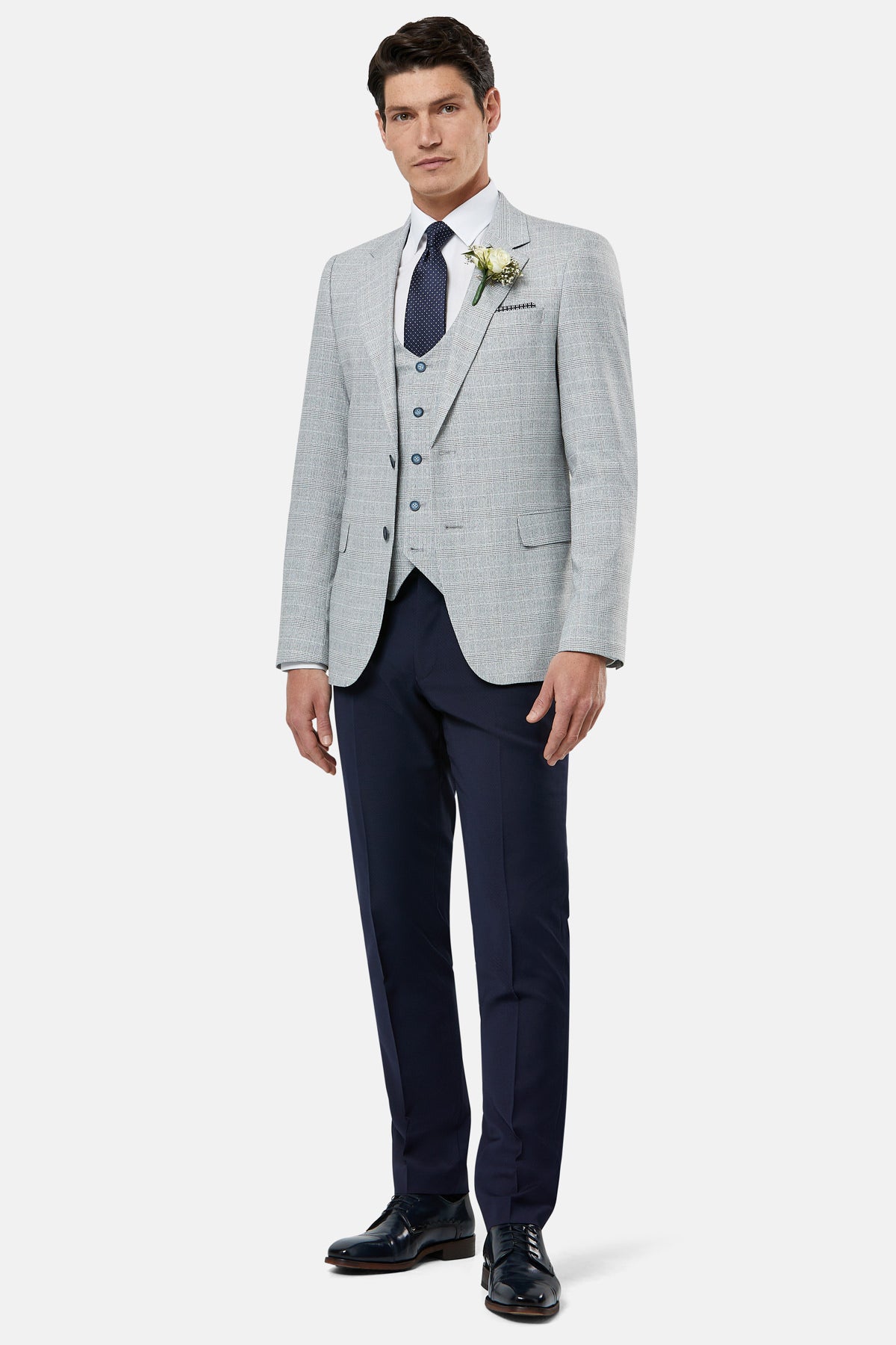 Philip Tapered Silver Check Mens Waistcoat