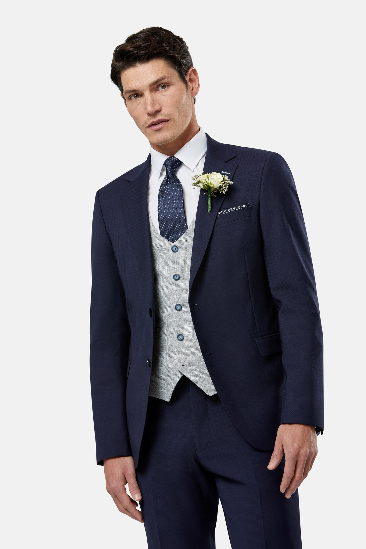 Philip Comfort Silver Waistcoat-Close up view