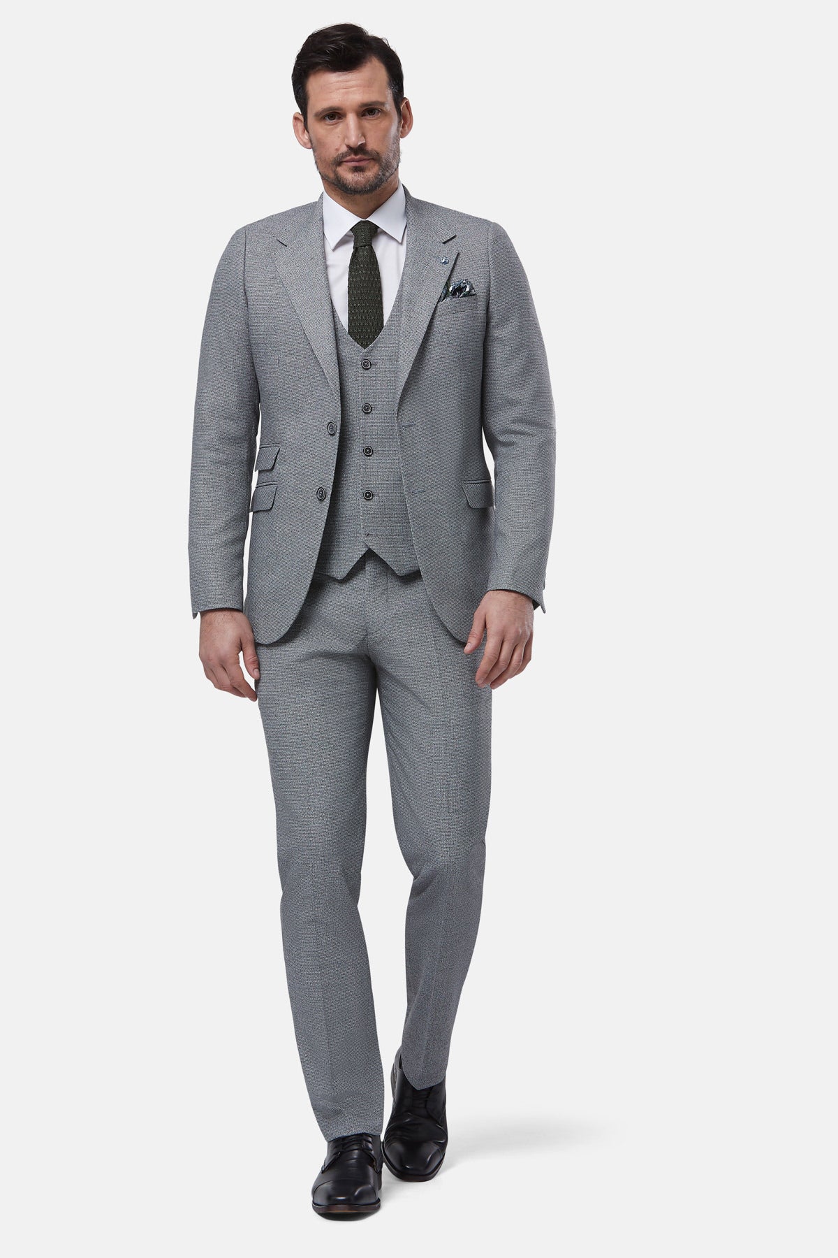 BENETTI Prague 3 Piece Silver Suit SILVER front view