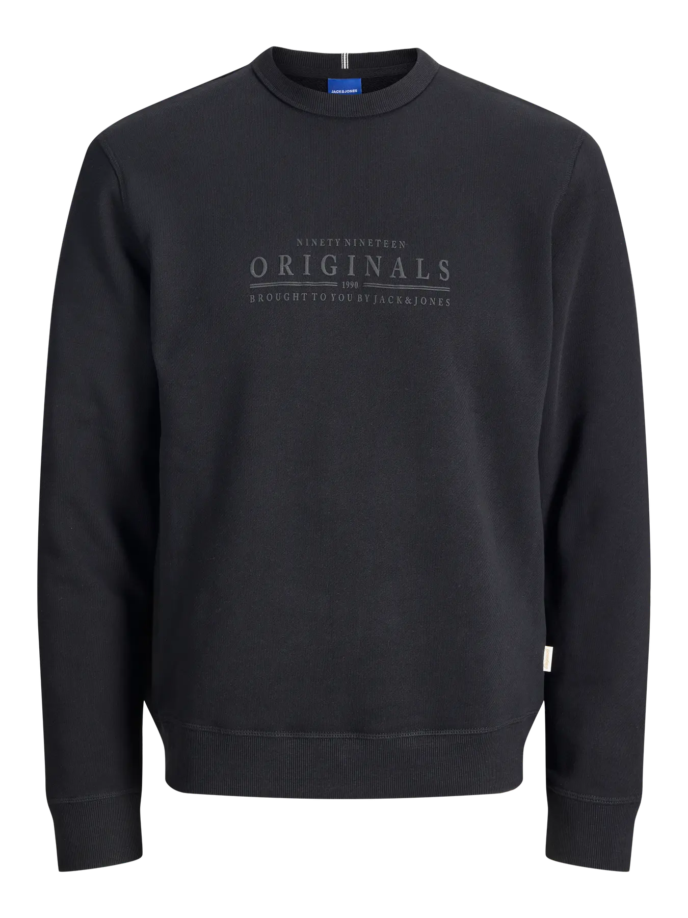 JACK JONES ORIGINALS Catskills Minimal Sweat Crew Neck-Black BLACK front view