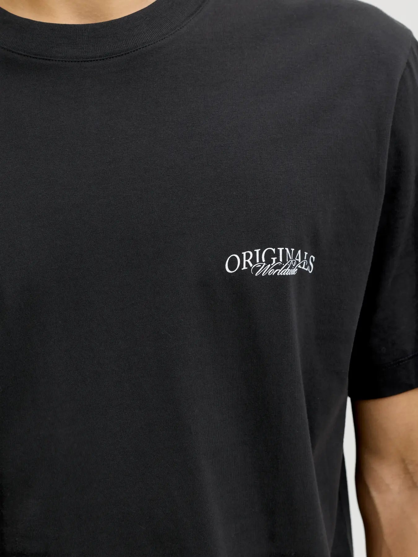 JACK JONES ORIGINALS Catskills Crew Neck T-Shirt-Black Black side view