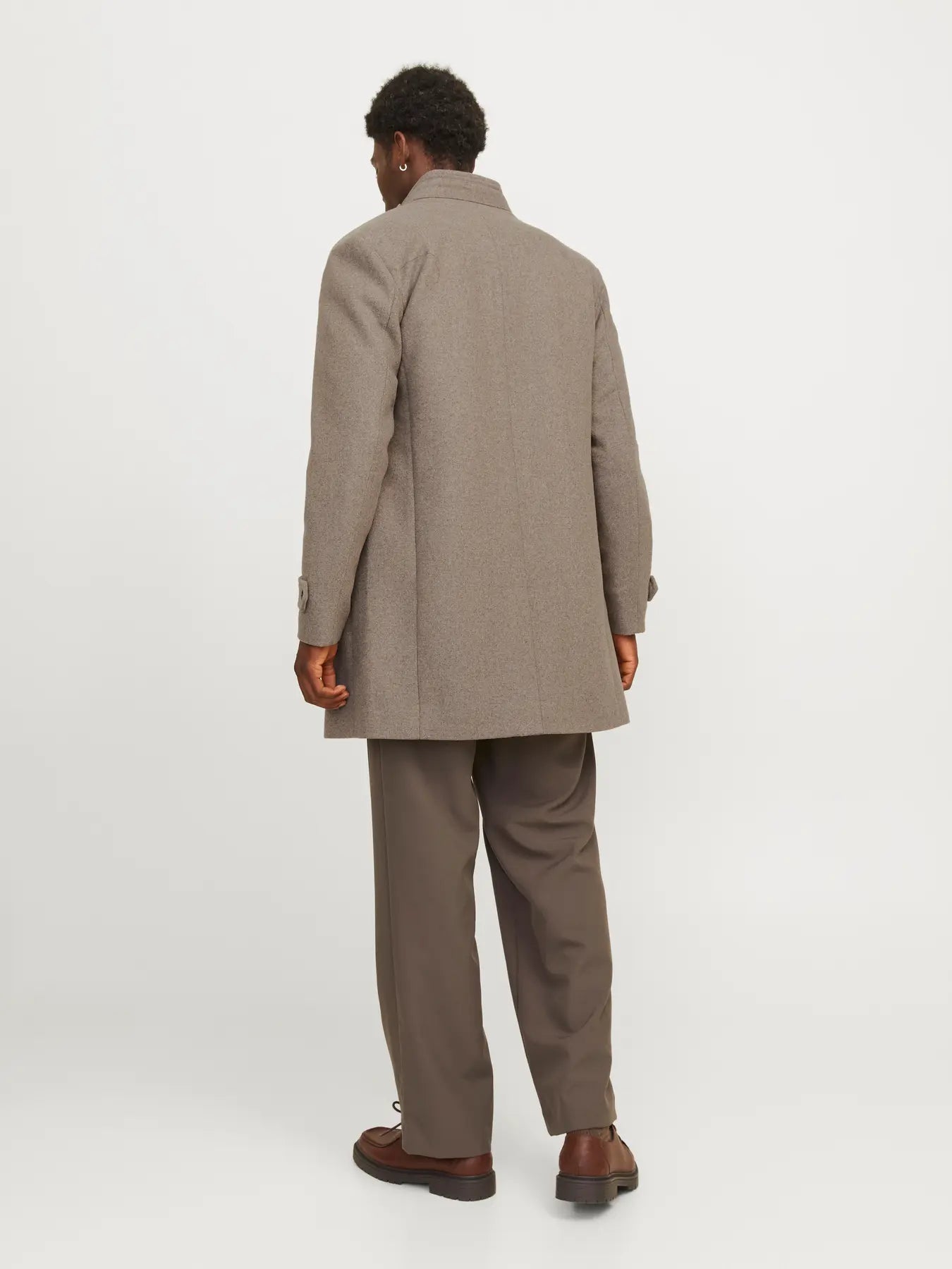 JACK & JONES Melton Wool Blend Coat - Greige Greige detail view