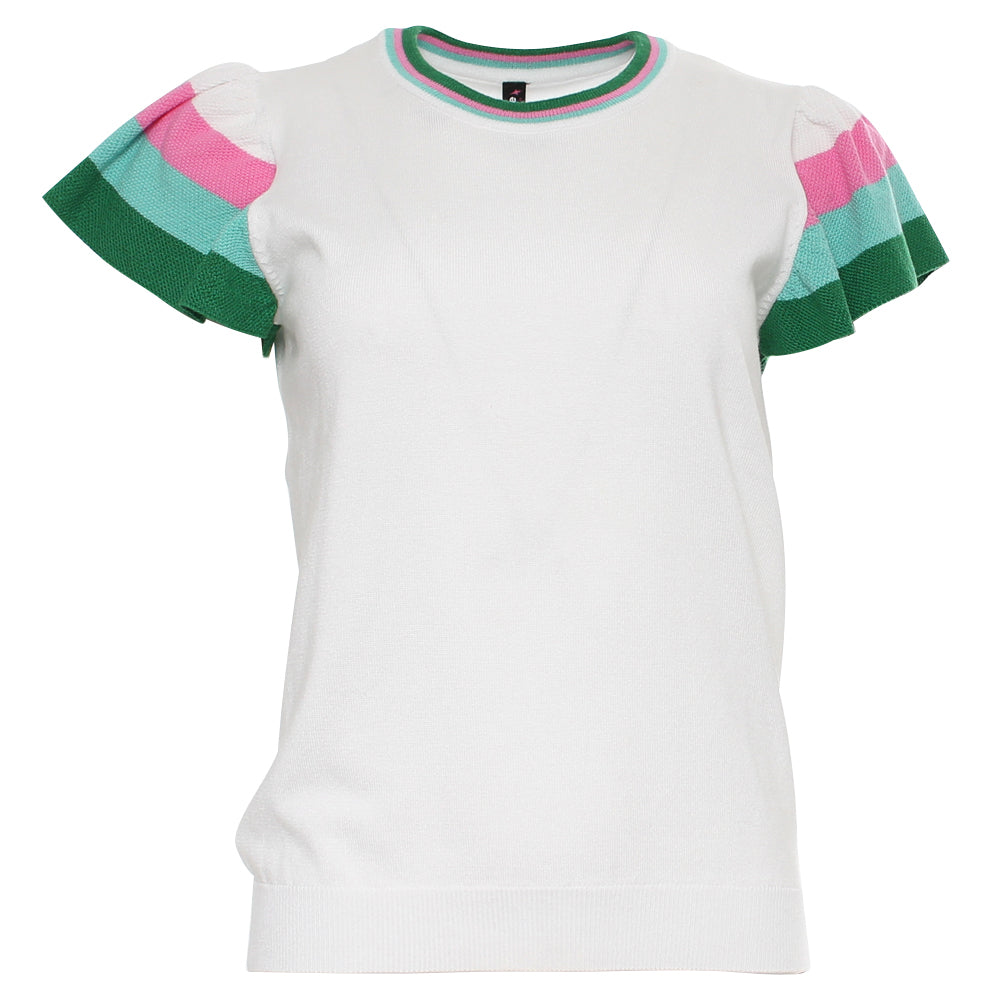 RANT & RAVE LADIES Renee White Knit Top WHITE back view