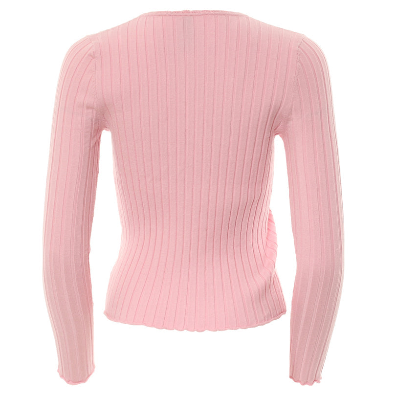 Ladies Ruthie Pink Knitted Top-Ghost Back View