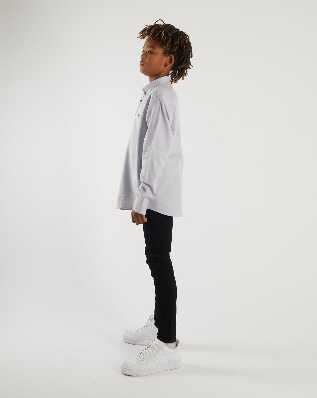 DIESEL KIDS Ryan Boys Grey Pattern Shirt Grey model front view