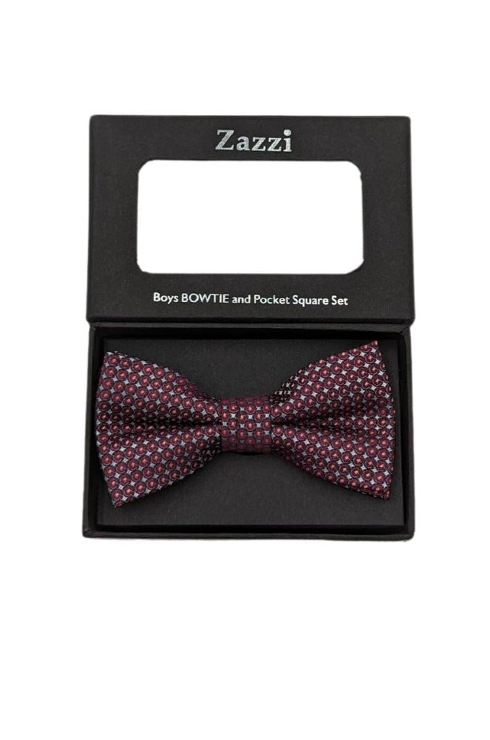 Burgundy Circle Boys Bow & Pocket Square