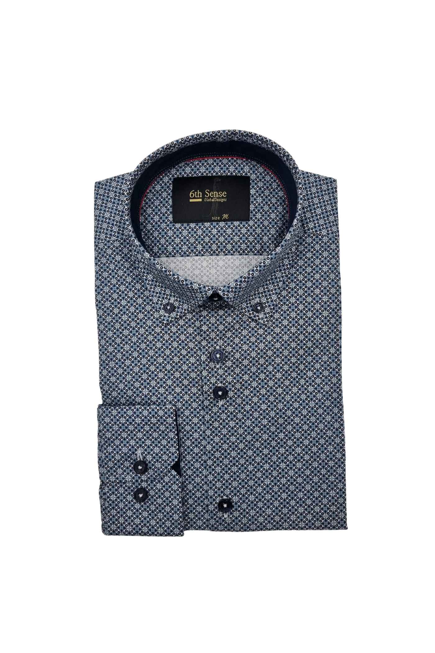 Men's Button Down Navy Blue Shirt-Front View