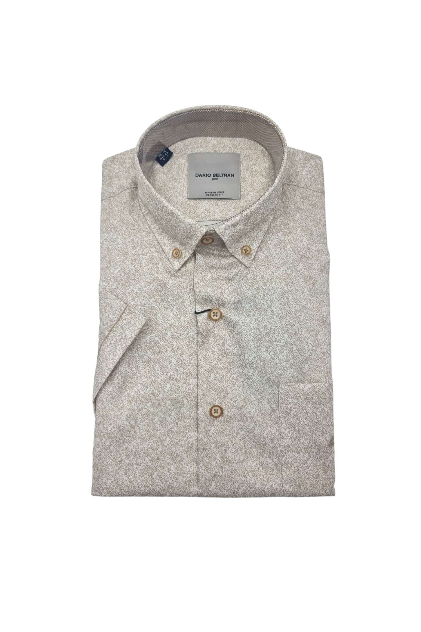 Men's Galindo Short Sleeve Beige / White Shirt-Front View